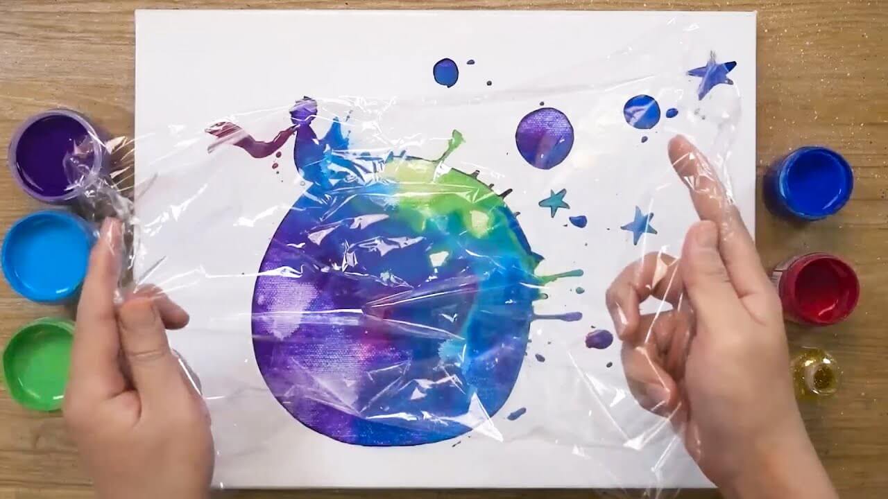 The Little Prince / Plastic Wrap Painting Technique  / Label Paper Sticker Painting