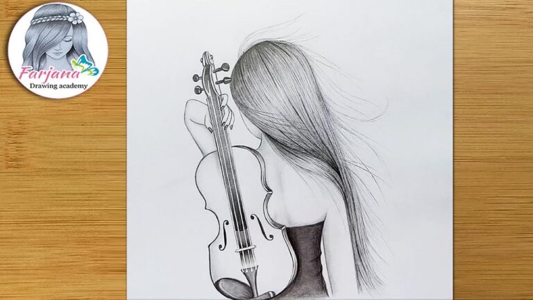 Very easy way to draw a girl with violin