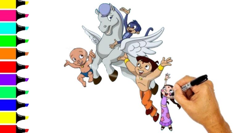 chhota bheem drawing and Color || Chhota Bheem and Friends coloring for kids