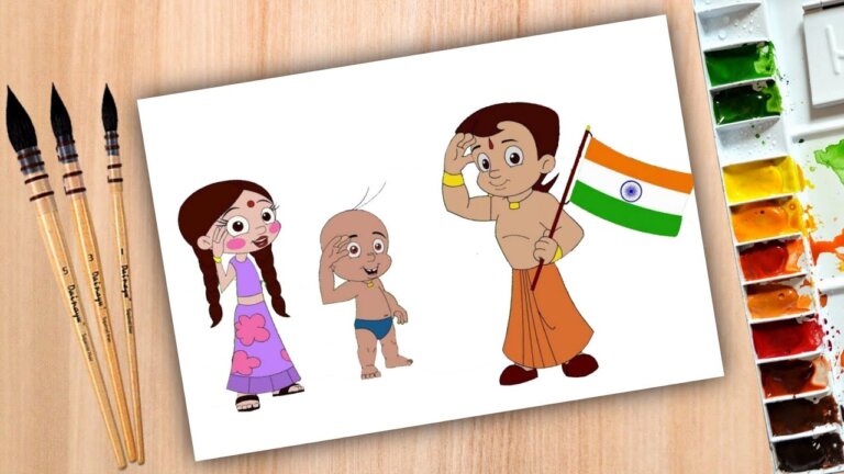 chhota bheem republic day drawing || chhota bheem independence day drawing