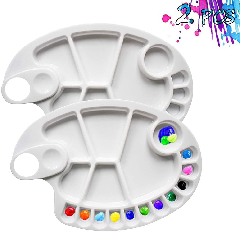 non stick paint palette 2 pcs artist paint mixing tray palette oval shaped