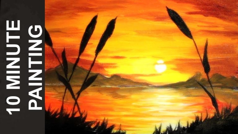 painting a final summer sunset over the lake with acrylics in 10 minutes