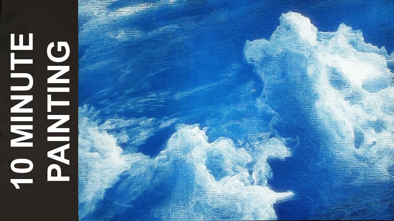 painting a large cloud in the sky with acrylics in 10 minutes