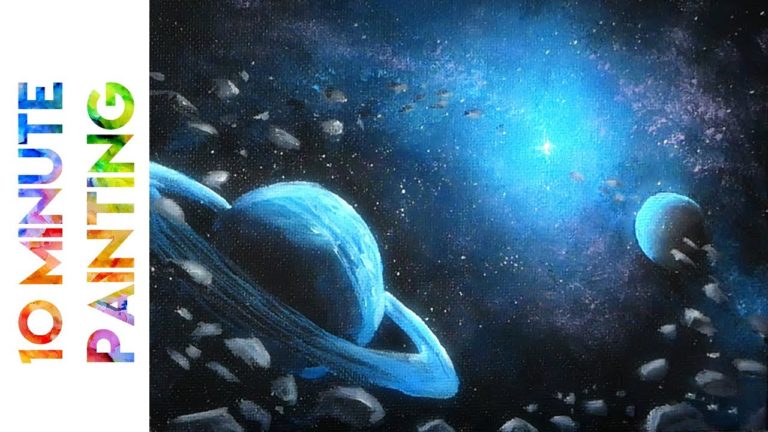 painting a solar system full of planets and a glowing star with acrylics in 10 minutes