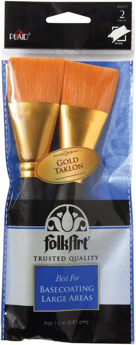 plaid taklon flat brush gold 2 piece 2pkg