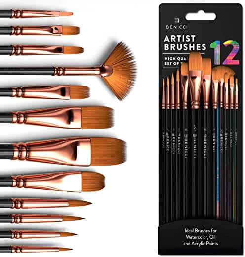 professional artist paint brush set of 12 painting brushes kit for kids