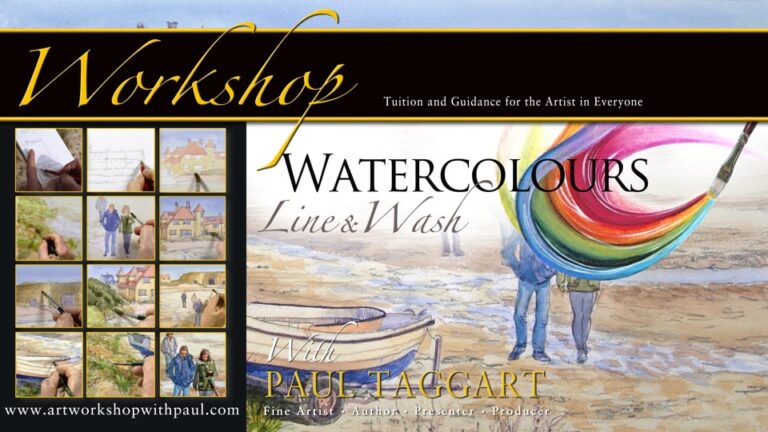 ‘Watercolours Workshop Landscape with Figures in Line and Wash with